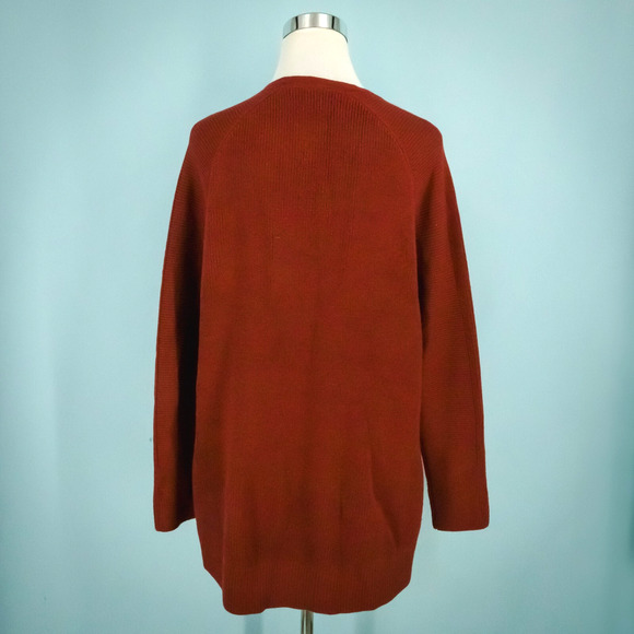 Athleta Size Medium M Rust Red Hanover V Neck Long Sleeve Merino Wool Sweater - Picture 2 of 6